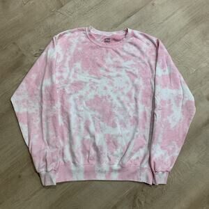 Artist Union Pink & White Tie Dye Crewneck Sweatshirt Women's Small S Pullover